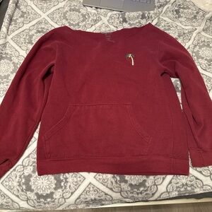 Burgundy cut at neckline sweatshirt